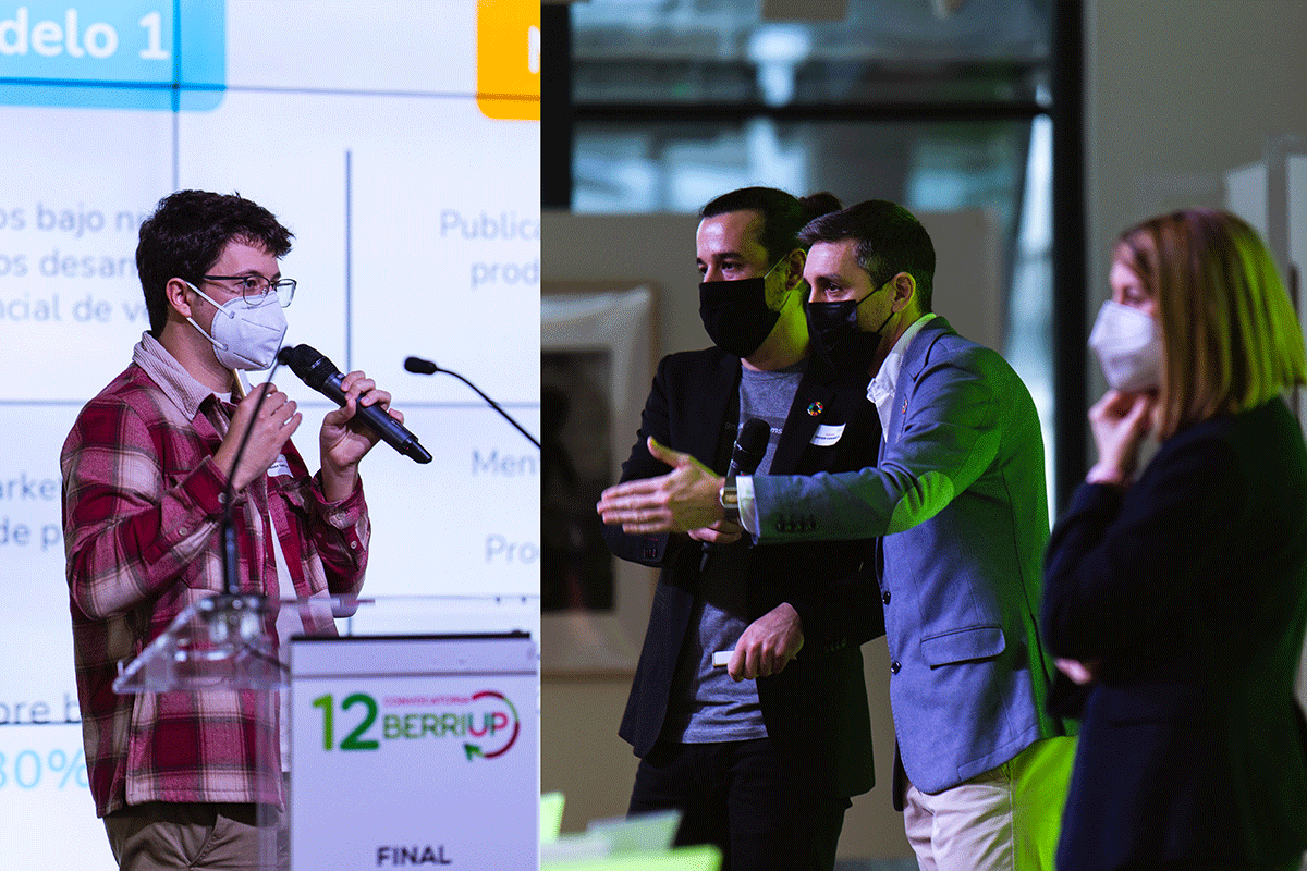 Miru-Studio-y-Almotech,-startups-ganadoras-de-la-12ª-convocatoria-de-BerriUp Manex Darceles Garai de Miru Studio, Javier Vidorreta Salillas, Ana Martínez Tanco (COO) y Sergio Villava de ALMOTECH